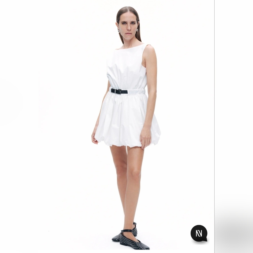 White Mini Dress with Belt